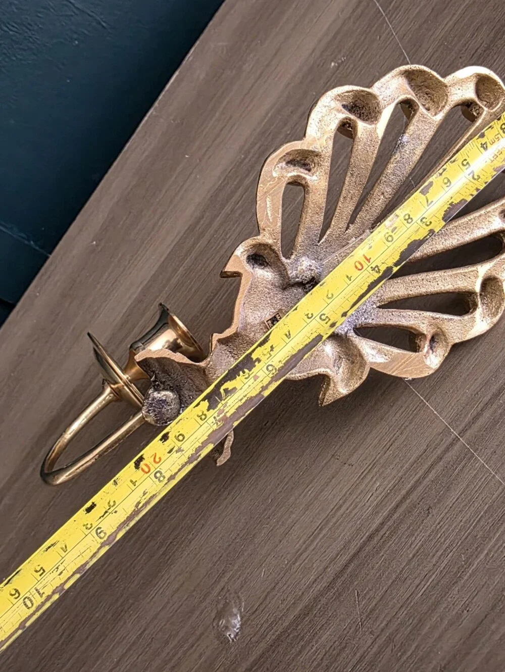 Set Of 2 Brass Gold Taper Candle Wall Sconce Holder Vtg Peacock 9' Small
